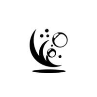 Abstract monochrome featuring stylized crescent shapes with bubbles floating upwards against a white background, evoking movement. vector