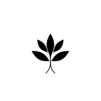 Minimalist Black and White Botanical Stylized Abstract Leaves and Stem, Set Against a Clean White Background vector
