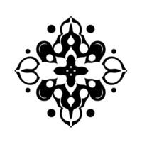 Symmetrical black and white floralinspired geometric with rounded shapes and central cross, modern minimalist illustration. vector