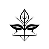 Abstract black and white leaf in symmetrical composition, geometric shapes, a modern minimalist representation. vector