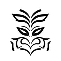 Abstract Black and White Symmetric Composition featuring leaflike motifs and a stylized heart shape. Minimalist aesthetic. vector