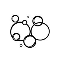 Bold, minimalist artwork depicting a network of interconnected bubbles with a striking black outline against a clean white background. vector