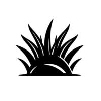 Simple Black and White Illustration of a Dense Clump of Grass Growing on Ground, Minimalistic Style. vector