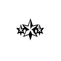 illustration of a stylized cluster of three black and gray stars with a white background, . vector