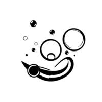 Whimsical Black and White Abstract Face Constructed from Bubbles and Bold Lines on White Background vector