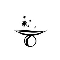 Abstract minimalist illustration of bubbles rising from a curved black line, forming a . vector