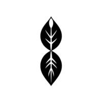 Symmetrical Black and White Leaf Motif A Minimalist with Reflective Symmetry and Natures Essence. vector