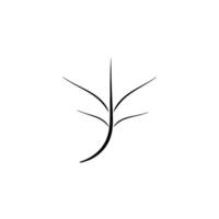 Minimalist black line art of a stylized abstract plant or stem, with a curved base and four angled branches on a plain white background. vector