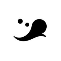 Minimalist Abstract Black Shape with Bubbles on White, Dynamic Curved Form and Simple , Modern . vector