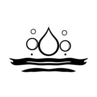 Minimalist Black and White A stylized water droplet surrounded by bubbles and wavy lines, representing purity. vector