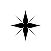 Minimalist Black Starburst Emblem with Pointed Petals and Spiky Rays on White Background. vector