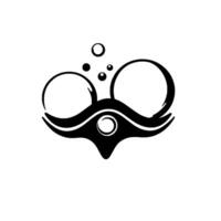 Abstract Minimalist Black and White Illustration Featuring a Stylized EyeShaped Silhouette with Bubbles, Evoking a Sense of Whimsy. vector