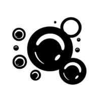 Artistic depiction of soap bubbles in a minimalist style, featuring black and white spheres with highlights, arranged on a clean white background. vector