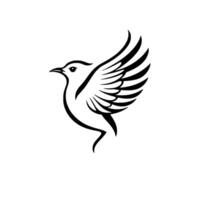 Minimalist Black and White Bird in Flight , Streamlined , Elegant Simplicity, Illustration vector