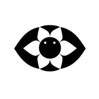 Black and White Abstract Floral Eye A symbolic representation with petals forming an eye, conveying a sense of observation and perception on a white background. vector