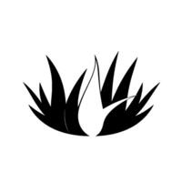 Black and White Minimalist Illustration of a Plant Spiky leaves arranged symmetrically around a central, lightcolored form on white background. vector