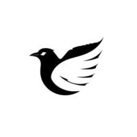 A stylized black and white of a bird in flight, with wings extended, set against a pristine white background. vector