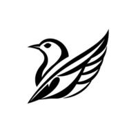 Minimalist Black and White Bird , Elegant and Simple, Modern Tattoo Style, Depicting Grace and Freedom. vector