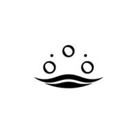 Minimalist abstract of three circles and two dots above curved lines, evoking water and bubbles. vector