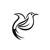 Minimalist Black and White Line Art Illustration of a Flying Bird, Depicting Grace, Freedom, and Simple Elegance. vector