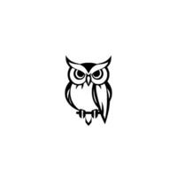 Minimalist Black and White Owl Illustration on White Background, Focused on Simplicity and Geometric Forms vector