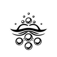 Abstract Black and White with Curvilinear Shapes and Bubbles, Suggesting Fluidity, Movement, and an Organic Form. vector