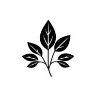 Minimalist Black and White Illustration of a Leafy Branch with Five Distinct Leaves, Simple and Modern on White Backdrop. vector