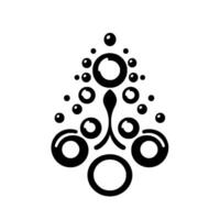 Abstract Black and White Ornamental of Orbs and Circles, Symmetrical and Stylized, Resembling a Floral or Geometric Emblem on White Backdrop. vector