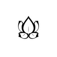 Black and White Lotus Flower A minimalist illustration with bold lines, centered on a bright white background, creating a clean and elegant . vector