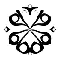 Symmetrical Black and White Abstract with Stylized Flowerlike Shape and Subtle Bubbles, Creating a Modern and Elegant Visual Effect. vector