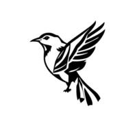 Geometric Black and White Bird in Flight, Abstract with Wing Details, Simplistic Composition on White Background. vector