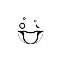 Minimalist Black and White Cartoon Face with Bubbles, Playful Expression, Abstract vector
