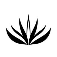 Symmetrical minimalist black and white of a stylized plant with sharp leaves radiating outwards, on a pure white backdrop. vector