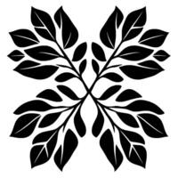 Symmetrical floral in a black and white format, featuring intertwined branches and stylized leaves, evoking nature and modern art. vector