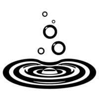 Black and White Minimalist Illustration of Water Surface with Bubbles and Concentric Ripples, Creating a Playful Dynamic. vector