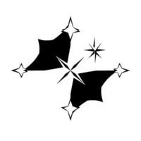 Geometric abstract composition of black and white stars and shapes arranged in a symmetrical pattern. vector