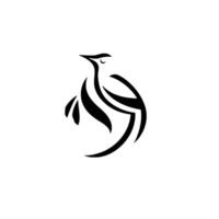 Minimalist Black and White Bird , Abstract of a stylized avian figure with sleek lines, in elegant simplicity on white. vector