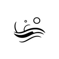 Minimalist Black and White Abstract waves, curved shapes, and circular elements against a white background, evoking serenity. vector