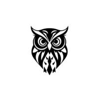 Bold Black White Owl Illustration in Geometric Style on a White Backdrop, Emphasizing Symmetry Detail. vector