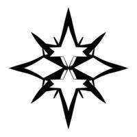 Symmetrical Black Geometric Starburst on White Background, Abstract Pattern. vector