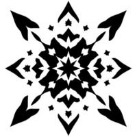Symmetrical Black and White Geometric Starburst Featuring Arrow and Star Shapes, MandalaLike Pattern, Isolated on White vector
