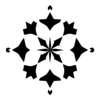 Intricate Black and White Geometric Mandala with EightPointed Star and Symmetrical Floral Patterns on White Background. vector