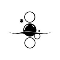 Abstract black and white composition of spheres and circles floating over an elongated curve, minimalistic , clean background. vector