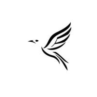 Minimalist Black Ink Bird in Flight, Symbolic of Freedom, Movement, and Grace on a Clean White Background. vector