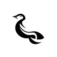 Minimalist stylized image of a seabird, rendered in black and white with flowing curves, evoking elegance and a sense of grace. vector