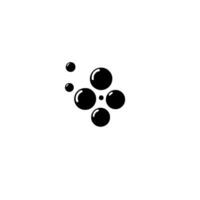 Abstract illustration of glossy black spheres of varying sizes clustered together on a plain white background, conveying bubbles or dots. vector