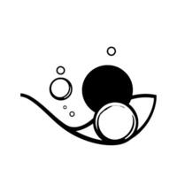 Black and white minimalist abstract composition featuring layered circles and organic curved lines, set against a clean, white background. vector