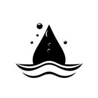 Minimalist Black and White of a Water Drop Falling into Water, Symbolizing Purity and Refreshment, with Bubbles. vector