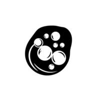 Black and white of a cluster of bubbles or spheres in a curved, amorphous shape, evoking a minimalist, abstract . vector