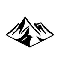 Simple, bold blackandwhite featuring a stylized mountain range set against a pristine white background. vector
